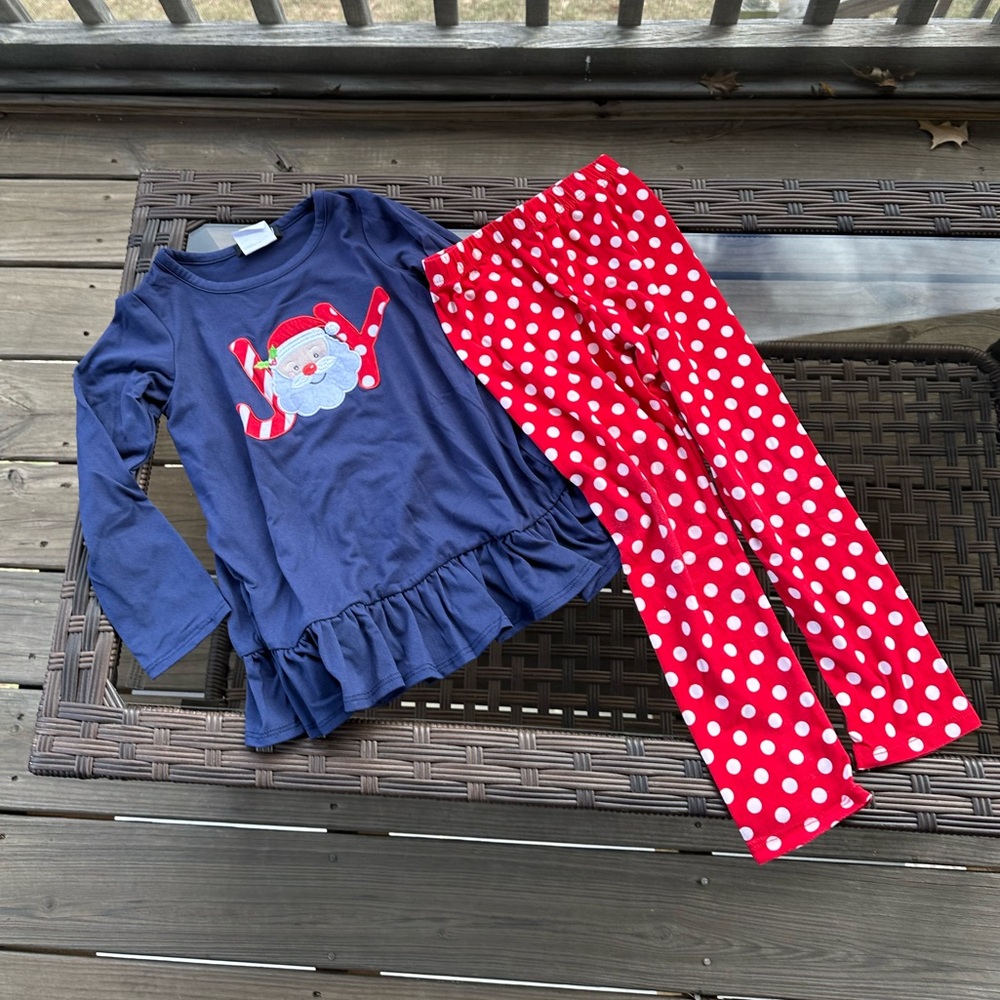 Rare Too Kids Navy and Red Christmas Outfit Size 4T
